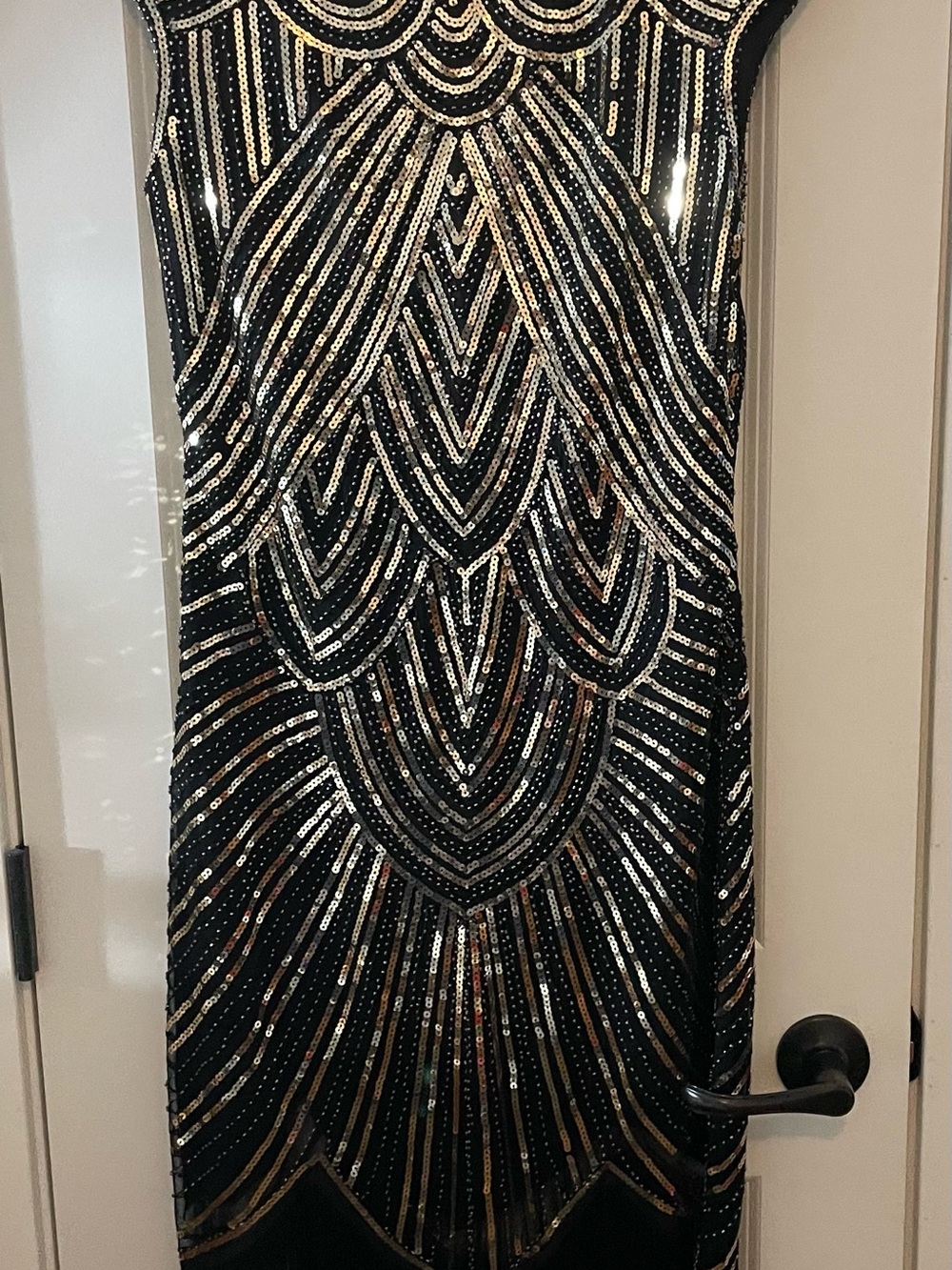 Black Sequin Art Deco Pencil Skirt